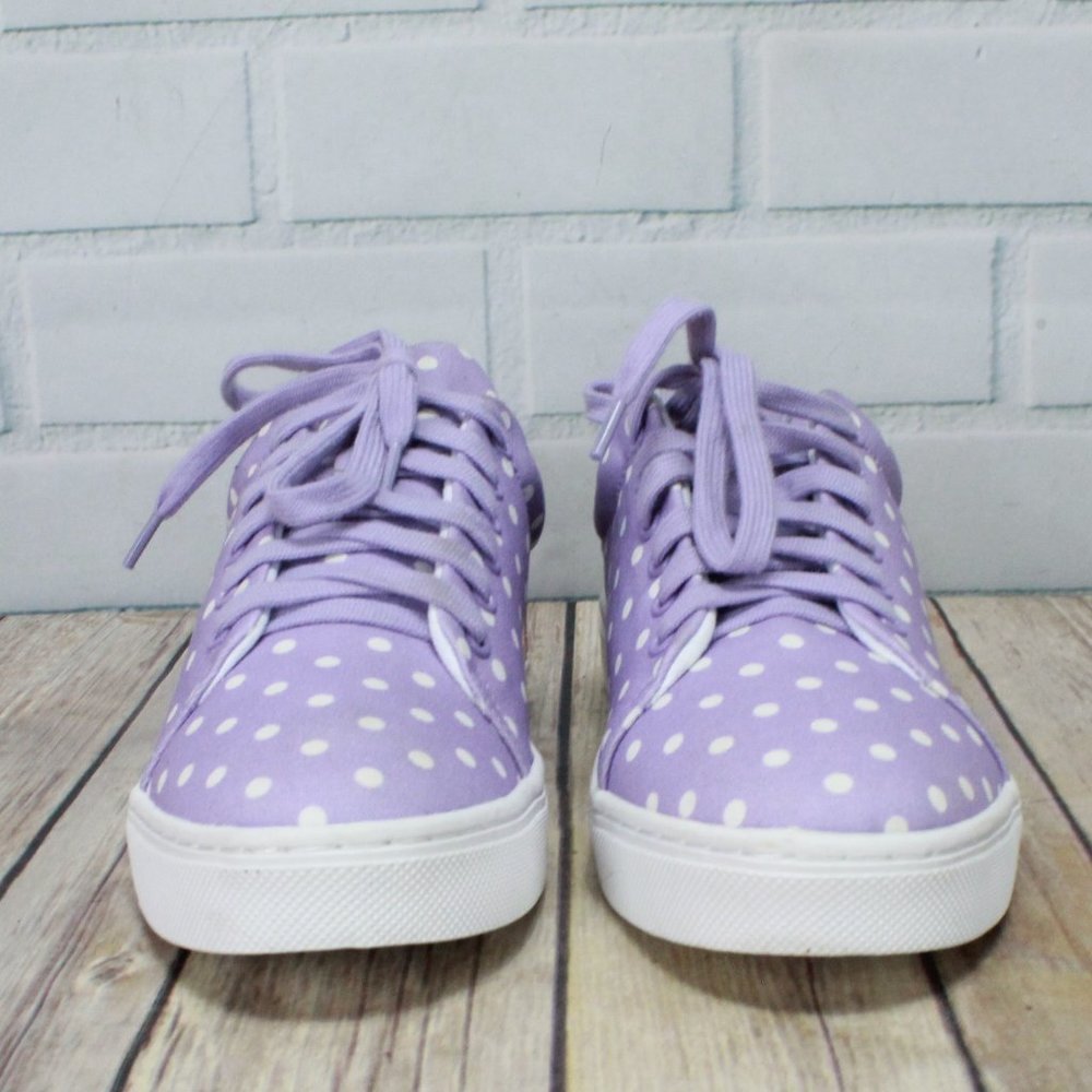 Isaac Mizrahi Live Imjorina Purple Canvas Polka Dots Lace Up Sneakers Size 8.5 - Picture 4 of 10